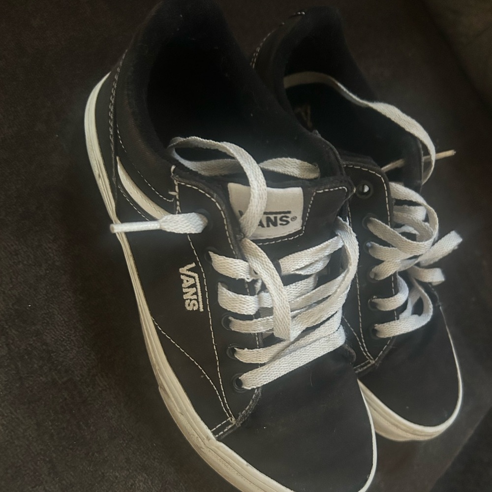 Vans Black Canvas Shoes with White Laces